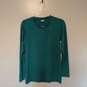 Zyia Teal Chill Long Sleeve Perforated Striped Tee Shirt Long Sleeve Med…